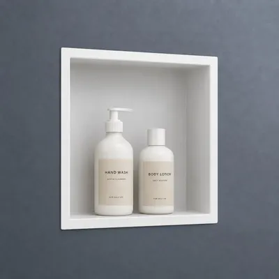 Image de doporro Niche de Douche à Carreler Blanche 30x30cm Étagère Murale à Encastrer en Acier Inoxydable 1 Pièce