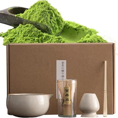 Produktbild von Japanisches Tee- und Tee-Set - Teezubehör Set - Tee-Vorbereitung - Authentisches Werkzeug - 34 x 23 cm - Weiß