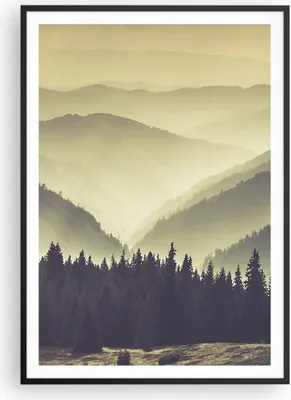Produktbild von Gerahmtes Poster - Schwarzer Rahmen - Berge Wald Natur - 70x100 cm - Wand Bild - Wanddeko - Wandbilder - Kunstposter - Wandposter - Bilderrahmen - Bilder - Kunstdruck - Wandbild - P2BPA70x100-3820