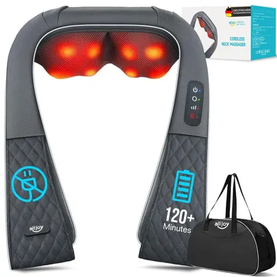 Produktbild von Nackenmassagegerät mit Wärme,4D Shiatsu-Massagegerät Nacken Schulter 2200mAh, 120 Minuten Laufzeit, Tiefenmassage,Muskelverspannungen