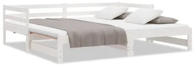 Produktbild von vidaXL Ausziehbares Tagesbett Weiß Massivholz Kiefer 2x(90x200) cm