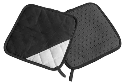 Silikon-Pannenlap, Schwarz, 2x20x20 cm, 2 Stück