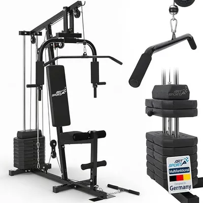 Produktbild von Kraftstation ProfiGym 2000 mit Latzug- & Butterflystange, Seilzug & Beinstrecker - 9 Gewichte mit 40kg - Multistation Krafttraining Zuhause