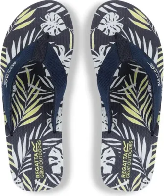 Produktbild von Herren Regatta Rico Flip Flops leicht navy blau mit Blumen 42