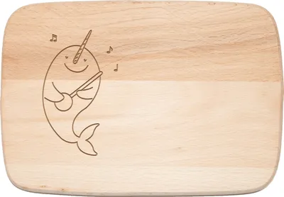 Produktbild von Mr. & Mrs. Panda Holzbrett Narwal Gitarre - Transparent - Geschenk, Holzbrettchen, Frühstücksbrett, Tanzen, Gespräche, Probleme, vesperbrett, Meer, Schneidebrett, Wal