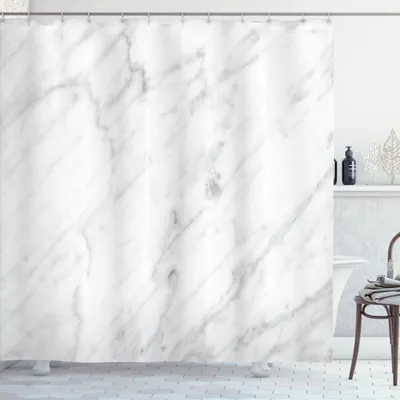 Immagine prodotto di ABAKUHAUS Tenda da doccia in marmo, CarraraTile, 175 x 200 cm, bianco grigio sabbia