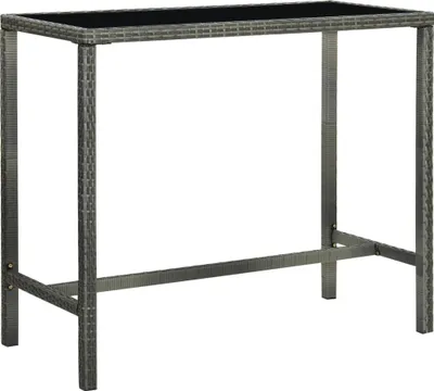 Obrázok produktu pre Záhradný barový stôl sivý 130x60x110 cm polyratan a sklo