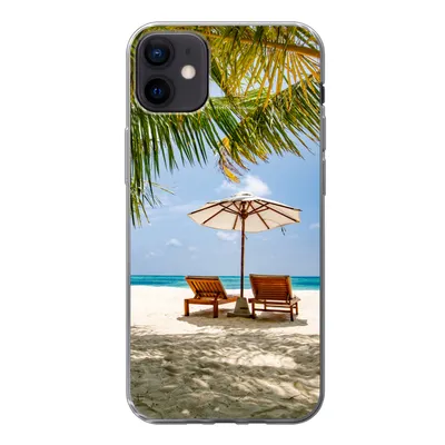 Produktbild von MuchoWow® Handyhülle Schutzhülle Hülle für iPhone 12 mini Strandkorb - Sonnenschirm - Palme Silikon Softcase Handy Hülle - Bild