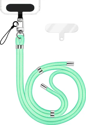Produktbild von HoldMe Edition - Lanyard mit Karabiner Silber & 2 Pads - Universal Handykette Nylon Umhänge Band -  Türkis
