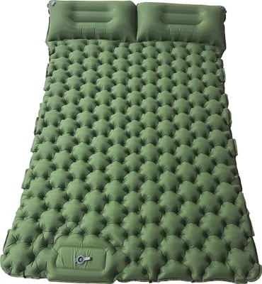 Produktbild von Doppel-Isomatte Camping-Isomatte für 2 Personen, Ultraleichte Outdoor-Isomatte mit Fußdruckpumpe, Extra Dicke Aufblasbare Langlebige Selbstaufblasende Matratze mit Kissen für Reisen, Wandern