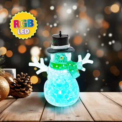 Productafbeelding van Kerstverlichting: LED-sneeuwpop - groen - RGB LED - 9 x 8 x 5 cm