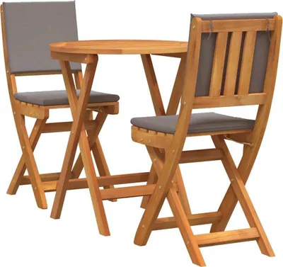 Immagine prodotto di vidaXL Set da bistrot con cuscini 3 pezzi in legno massello di acacia naturale oliato