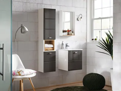 Produktbild von 3-tlg. Waschplatz Badmöbel Badezimmer Set Waschtisch Waschbecken Schubladen