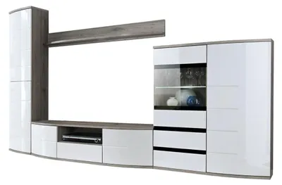 Image de Ensemble mural 4 pièces. Salon Meuble TV Vitrine Étagère Luxe Moderne Neuf