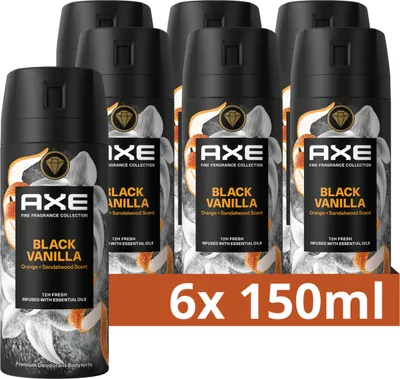 Produktbild von AXE Fine Fragrance Collection Premium Bodyspray Black Vanilla Deo ohne Aluminium für 72 Stunden Frische 6x 150ml