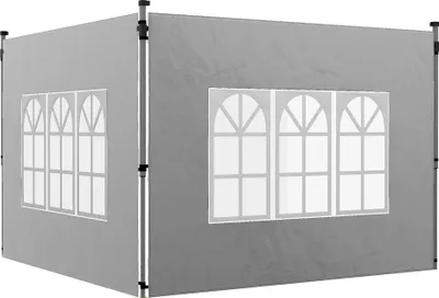 Produktbild von 2er-Set Seitenteile für Pavillon 3x3/3x4 m, Seitenwand mit Fenster, wasserdicht Hellgrau
