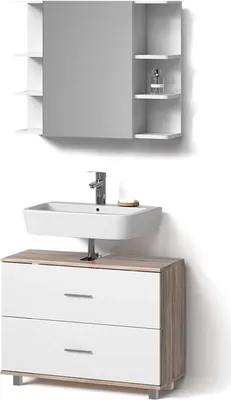 Produktbild von Badmöbel-Set Livinity Eisak Weiß/Sonoma 2 Teile, Unterschrank 80 cm, Model 52581