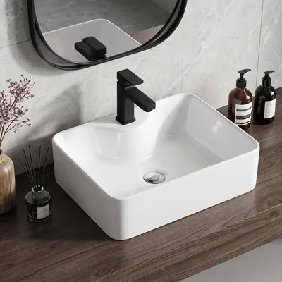 Produktbild von Aufsatzwaschbecken keramik Waschbecken Waschtisch Waschschale Handwaschbecken für Bad & Gäste-WC 40x30x13cm