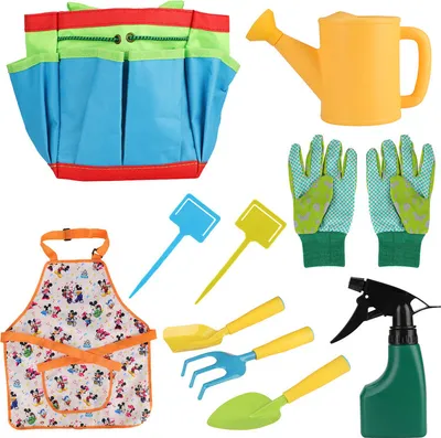 Image de Set d'outils de jardinage pour enfants 5 PCS - Outils de jardinage pour enfants Pelle Râteau Fourche Arrosoir et sac de transport