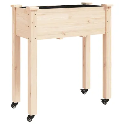 Produktbild von Pflanzkübel mit Einsatz und Rollen 71x37x80 cm Massivholz Tanne