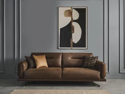 Produktbild von Sofagarnitur Komplette Sofa 431 Sitz Sessel Kunstleder Braun Set 3tlg