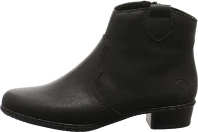 Image de Chaussures de ville pour femmes Rieker, bottines, fermeture éclair, noir, style décontracté