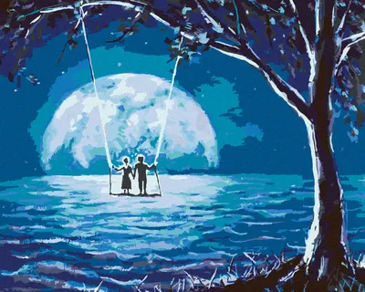 Obrázok produktu pre Zuty - Maľovanie podľa čísel - LÁSKA ZA SVITU MESIACA, 40x50 cm, bez rámu a bez vypnutia plátna