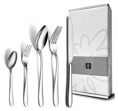 Produktbild von Besteckset für 6 Personen, 30-teiliges Edelstahlbesteck, elegantes Essbesteck mit Messer, Gabel und Löffel, Tafelbesteckset für Zuhause, Küche und Restaurant, hochglanzpoliert, spülmaschinenfest