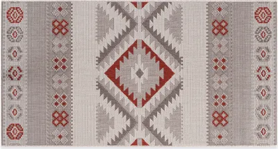 Produktbild von In- & Outdoor Teppich DAVE, Serie "Kombi" Beige/Rot, 80 x 150 cm