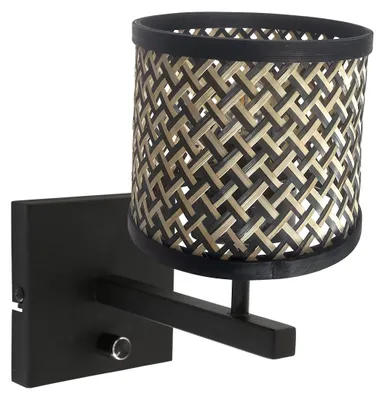 Zdjęcie produktu dla Kinkiet - czarny - Stang - bambus metal - lampka łóżkowa - E27 - 3709ZW - Steinhauer
