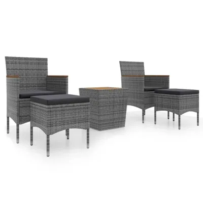 Immagine prodotto di vidaXL Set bistrot da giardino 5 pezzi in rattan e legno massiccio grigio acacia