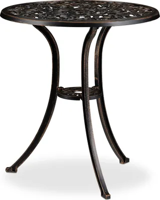 Image de Ensemble de mobilier de balcon Relaxdays, 3 pièces, table de balcon avec 2 chaises,Reproductioné, aluminium, table de bistrot H x P : 65 x 60 cm, bronze