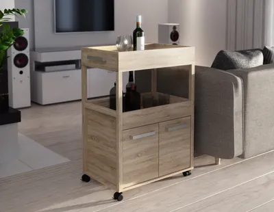 Produktbild von Forte Home BAR Barschrank 60, Barschrank mit Rollen und 2 Türen, Barmöbel, Wohnz
