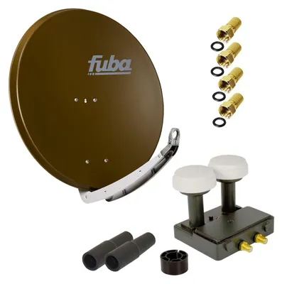 Produktbild von FUBA SAT Anlage DAA 850 B ALU Braun PremiumX Twin Monoblock 4x F-Stecker 2x Tülle