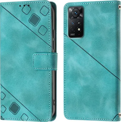 Produktbild von Hülle für Xiaomi Redmi Note 11 Pro 5G/4G Prägung Flip Leder Brieftasche Schutzhülle mit Ständer Grün