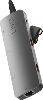 Zdjęcie produktu dla LINQ LQ48011, Przewodowa, 2 x USB 3.2 Gen 2 (3.1 Gen 2) Type-C, 100 W, 100,1000 Mbit/s, Czarny, Szary, 10 Gbit/s