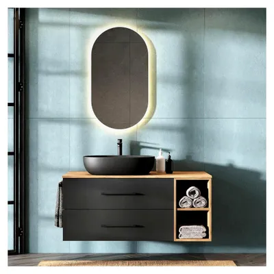 Produktbild von LUX Badmöbel Waschtischunterschrank 120 cm hängend ohne Aufsatz-Waschbecken, Waschtisch in Gold Eiche/Anthrazit