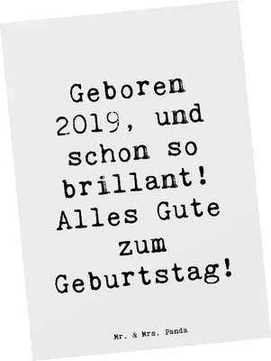 Produktbild von Mr. & Mrs. Panda einzelkarte Spruch 2019 Geburtstag - Weiß - Geschenk, Postkarten, Kunstkarten, erster, Grußkarte, Glückwunsch, Geburtstagsgeschenk, Ansichtskarte, Jahr