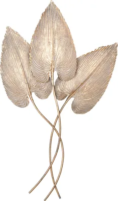 Produktbild von Gilde Wandrelief, Blatt, "Blättertrio", Metall, goldfarben, VE 2, L. 4 cm, B. 53 cm, H. 92 cm