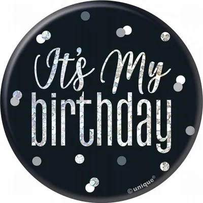 Image de Anstecker "It's my Birthday" schwarz & silber