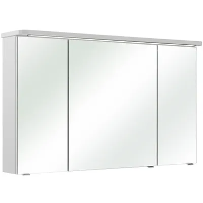 Produktbild von Badezimmer Spiegelschrank FES-4005-66 Hochglanz Lack Polarweiß, mit LED-Kranzbeleuchtung - B/H/T: 122/72,2/17-24cm