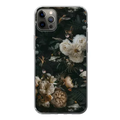 Produktbild von MuchoWow® Handyhülle Schutzhülle Hülle für iPhone 12 Pro Max Blumen - Muster - Vogel Silikon Softcase Handy Hülle - Hartschale