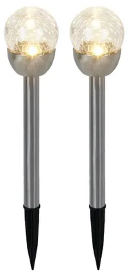 Produktbild von 2er Set LED Außenleuchte, Solarlampe, Edelstahl, silber