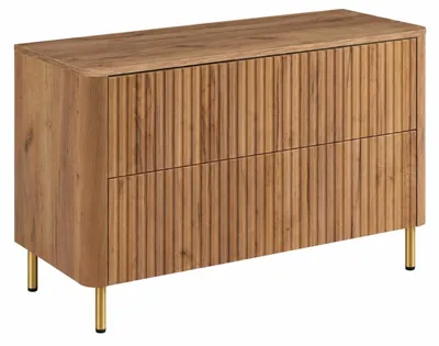 Produktbild von Badezimmerschrank 100, Craft-Eiche, Platte Craft-Eiche, Beine gold, 100,8 x 44,2 x 65 cm, KI-generiertes Bild