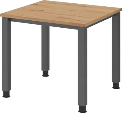 Produktbild von bümö Schreibtisch Serie-Q - Nachbildung: Asteiche, Größe:  80 x 80 cm, Gestell: Graphit