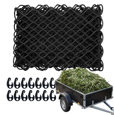 Produktbild von Relaxdays Anhängernetz, 2 x 3 m, elastisch, grobmaschig, 12 Haken & Gummizug, Netz Ladungssicherung, Abdecknetz, schwarz