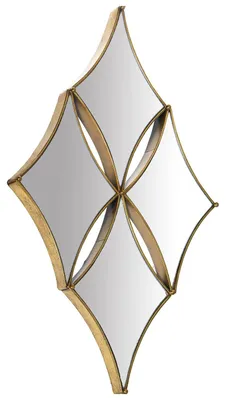 Wandspiegel mit Rauten, Metallrahmen gold, 54 x 89 cm