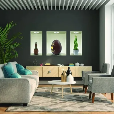 elegante blaue Blüten im 3D-Stil – Decords Wandtattoo, Produktansicht 1