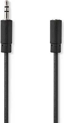 Productafbeelding van Stereo audiokabel | 3,5 mm mannelijke connector | 3,5 mm vrouwelijke connector | Vernikkeld | 3,00 meter | Rond | Zwart | Verpakking