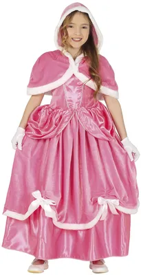 Produktbild von rosa Prinzessin Kostüm mit Kapuzencape für Mädchen, Größe:128/134